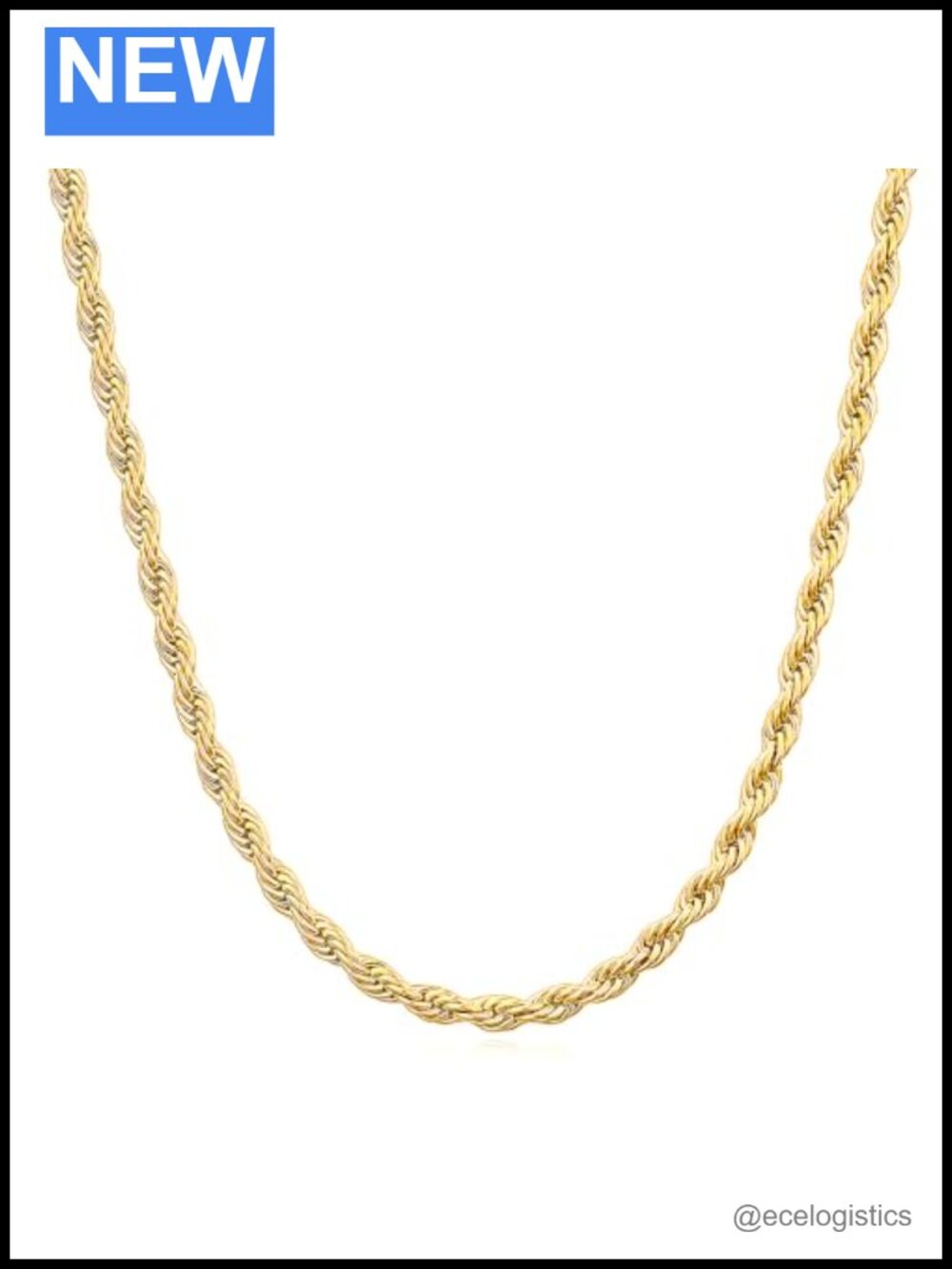 14K Solid Yellow Gold Twisted Rope Chain Necklace 2mm 24 Inches Unisex